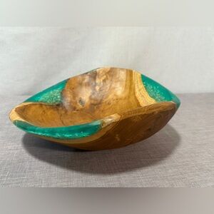 Wood and Teal Resin Decorative Bowl, Pier 1 Imports